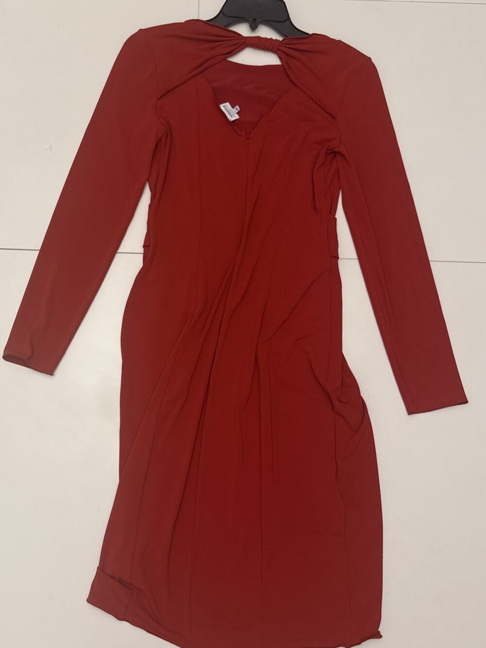 Armani Collezioni Red Long Sleeve Twist-Bow Open Cut-Out Back Midi Dress Size 8